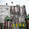 Damaged housing units in Kharkiv, Ukraine