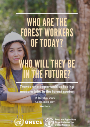 poster of workshop with picture of woman in hard hat standing next to tree