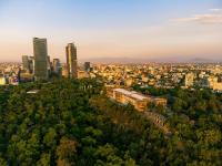 Mexico City aerial view with buildings and trees